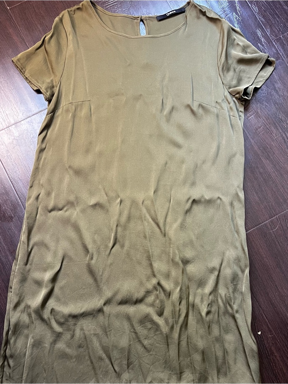 Quince Olive Short-Sleeve Shift Dress